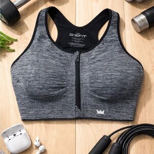 Shefit Gray perfect lounge wireless Front-Zip High Support Sports Bra
